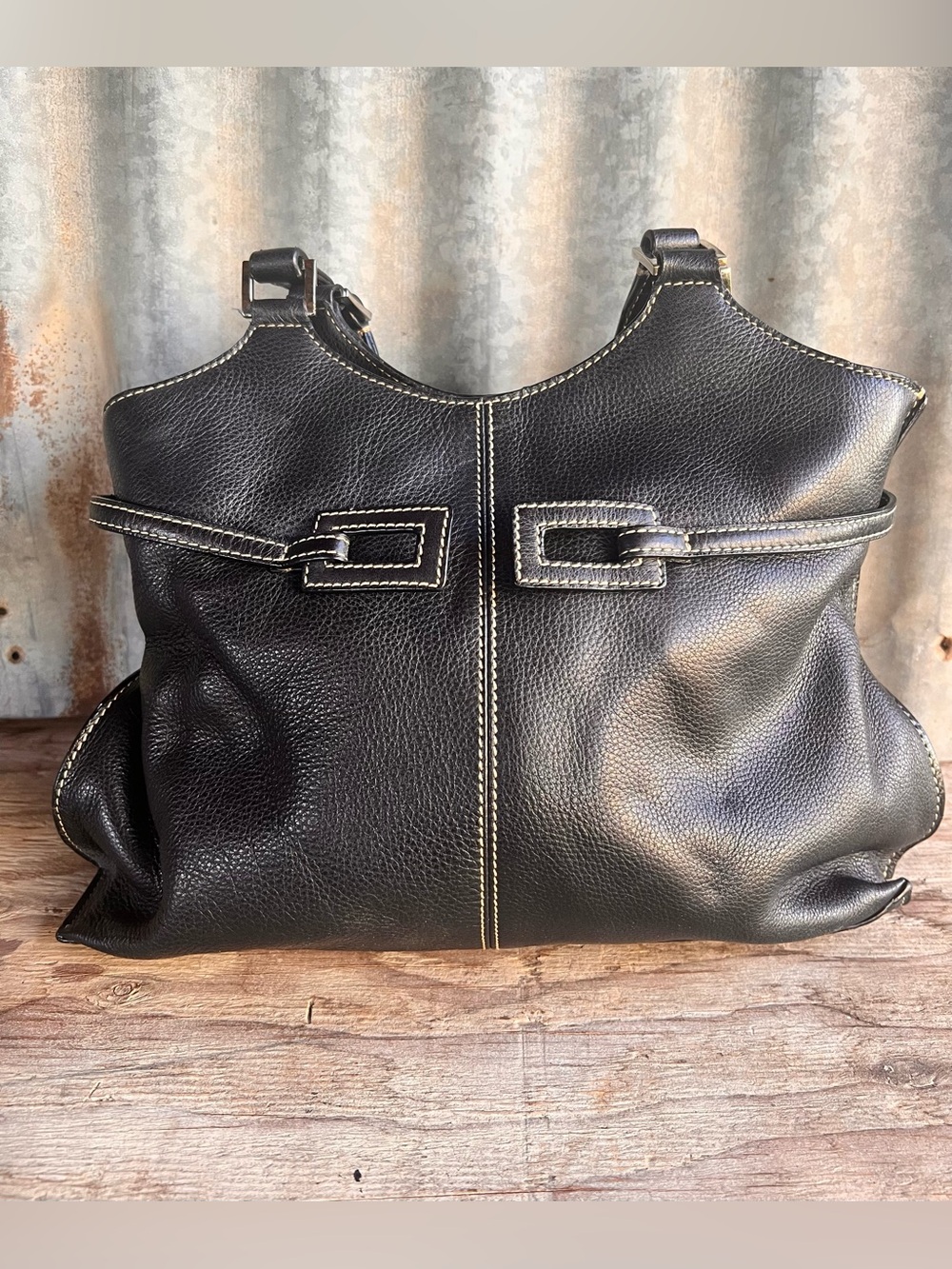 The Sak Vintage Black Pebbled Leather Shoulder Bag